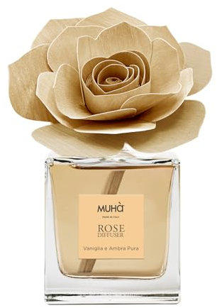 MUHA' Raumduft Rosa Diffuser Vanille und Bernstein 100 ml
