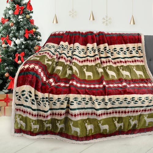 Catalonia Classy Coperta Sherpa Natalizia, Coperta Sherpa Coperta TV Super Morbida e soffice, Coperta Decorativa per Divano Letto Decorazione Vacanza, Motivo Natalizio, 130 x 150 cm