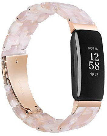 Wongeto Compatible with Fitbit Inspire 2 & Inspire/Inspire HR Bands for Women Girls, Resin Wristband Strap with Stainless Steel Buckle Replacement Bands for Fitbit Inspire accssorises (Pink Flower)