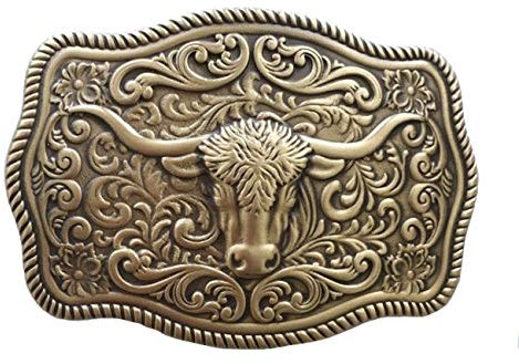 Piratenladen Messing Buckle, Longhorn- Bulle, Stier, Rodeo, Western, Gürtelschnalle