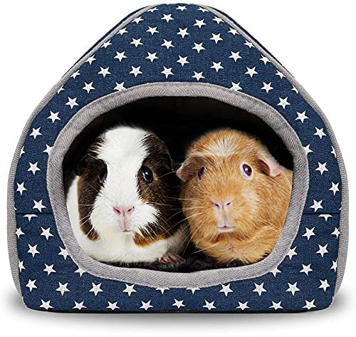 RANYPET Guinea Pig Bed, Cave Cozy Hamster House Large Hideout for Guinea pig Ferret Hedgehog Chinchilla Bearded Dragon Winter Nest Hamster Accessories Blue