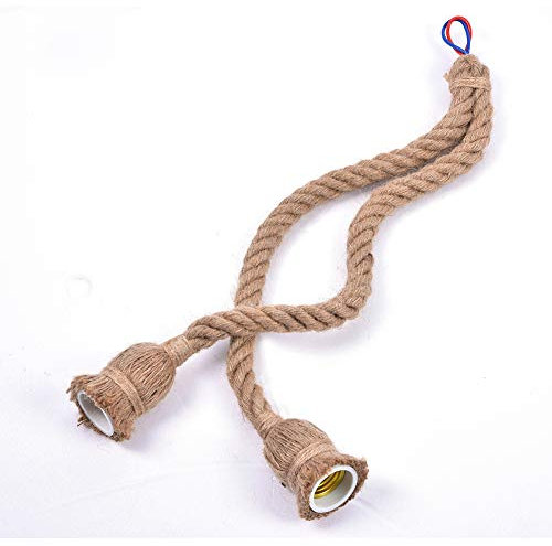 Tissting Base de Lámpara Colgante de Cuerda, Candelabro de Cuerda con Base E27, Lámpara de Techo, Cable de Lofts, Candelabro Colgante sin Bombilla (1m-doble cabeza)