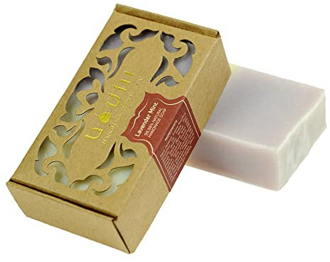Bodhi® Naturseife LAVENDEL & MINZE 100g / mit Zusatz von flanzenextrakten und ätherischen Ölen, Handgemacht, Geschenkverpackung/Bio & Vegan