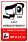 NEW CARTELLO SEGNALETICO - VIDEOSORVEGLIANZA ALLARME CONNESSO Polizia 24 ore - Adesivo Extra Resistente, Pannello in Forex, Pannello In Alluminio (ADESIVO 20X31 CM)