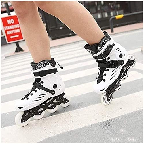 Li&Aimi Inline-Schlittschuhe Erwachsene Herren- und Damen-Rollschuhe Erwachsene Skating Roller Skates Professionelle Flache Schlittschuhe Inline Rollen,Weiß,44