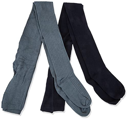 MINYMO Mädchen Wool Stocking - Rib 2-pack Dress Pants, Dark Navy, 140 EU