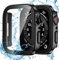 Dirrelo 2 Piezas Funda Compatible con Apple Watch Series SE/6/5/4 40mm con Protector de Pantalla de Cristal Templado,Impermeable Recto Borde PC Duro Case de Alta Sensibilidad para iWatch,2Negro
