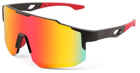 FEISEDY Sport Sonnenbrille Herren Damen Fahrradbrille Radbrille Verspiegelt Sportbrille für MTB Rennrad Radfahren Biking Laufen Enduro mit UV400 Schutz B2388