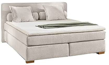 Home4You Boxspringbett - Beige - Cord - 180 x 200 cm