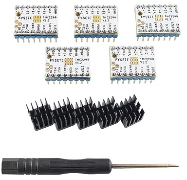 BCZAMD 3D Drucker Upgraded Teil FYSETC TMC2208 V1.2 5PCS: Schrittmotortreiber Stepstick Modul Quiet Screwdriver - UART Mode Heatsink für Ram1.4 SKR MKS GEN Ramps Control MegaS X Motherboard