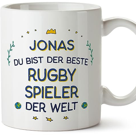 Mugffins Tassen Personalisierten für RUGBY-SPIELER Mann - Auf Deutsch - Beste der Welt - 11 oz / 330 ml - Individuell Anpassbar Geschenk Mitarbeiter