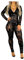 Tiberu Damen Jumpsuit mit glitzernden Pailletten, tiefer V-Ausschnitt, figurbetont, Nachtclub, sexy, durchsichtig, Netzstoff, Jumpsuit, Outfits, Schwarz, X-Large