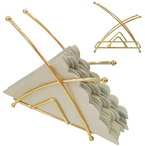 Porte serviette de table, support serviette papier, pour table, plan de travail ou bureau, la salle à manger, la cuisine, le restaurant,Bar, le pique-nique (Gold)