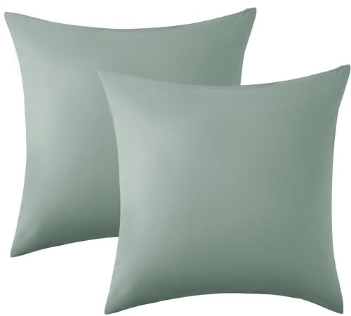 Bedsure Kissenbezug 80x80 2er Set - 100% Baumwolle Kopfkissenbezug 80x80, Kissenbezüge mit Reißverschluss, Oeko-TEX, Kissenhülle - Weich Atmungsaktiv und Langlebig für Bett Sofa, Grasgrün