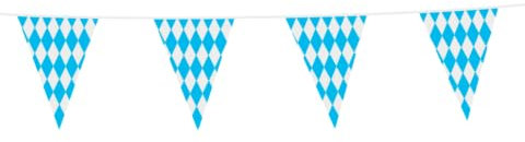 10m Wimpelkette * Bayern * als Deko für Oktoberfest und Mottoparty | Größe: ca. 20x30cm je Wimpel | Länderparty Party Hängedeko