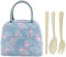 MEMOFYND Sac à Déjeuner Flamant Rose Avec 3 Couverts Beiges - Portable, Grande Capacité, Isotherme - Sac de Pique-Nique Pratique
