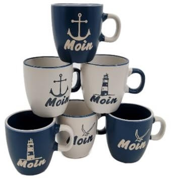 Generisch Ein Hösti-Maritim Becher ca.150 ml ca.6x7 cm, MOIN, aus Keramik, blau mit Anker