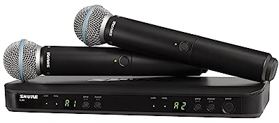 Shure BLX288/B58 UHF Wireless Mikrofonsystem - Perfekt für Kirche, Karaoke - 14-Stunden Akkulaufzeit, 100m Reichweite | Enthält (2) BETA 58A Handheld Vocal Mics, Dual Channel Receiver | K3E Band