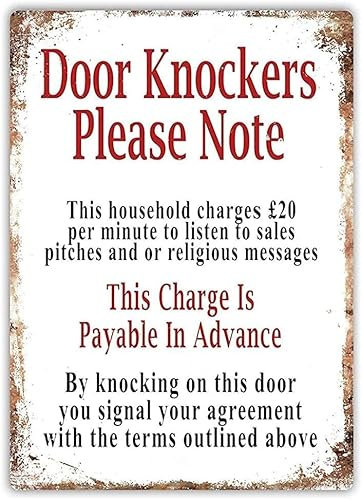 Door Knockers Please Note Vintage Metal Sign 8x12 inches