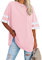 Ebifin Damen Oversize T Shirt Rundhals Kurzärmeliges Tops Casual Lockere Basic Sommer Tee Shirts Bluse.Rosa.L