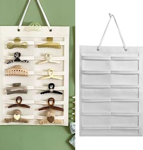 Haarklammer-Organizer, Hängende Haarklammer-Organizer für Frauen und Mädchen, Wandmontage, Haarklammer-Aufbewahrung, Display, Haarschleifen-Halter, Organizer für Zimmertür,(Horizontal)