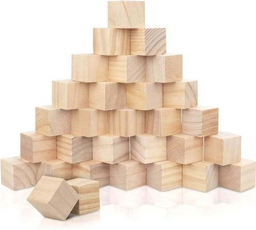 Yitobici Holz Würfel,30 Stück Kleine Holzwürfel Blanko von, 3x3x3 cmBastelmaterial Holz Spielsteine und Würfel zum Basteln, DIY Stempel, Puzzle & Nummern-Holzklötze Bausteine