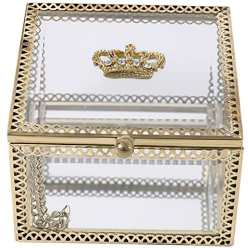WRITWAA Glass Schmuckbox Mit Goldenen Akzenten Aufbewahrung Für Ohrringe Und Für Und Dekoration Schminktisch
