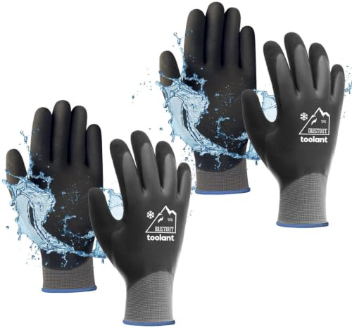 OriStout Winterarbeitshandschuhe, wasserdicht, Touchscreen, Grau,XL, 2 Paar | Thermo Arbeitshandschuhe für Herren und Damen; Starker Grip; für Gartenarbeit, Kühlhaus, Landwirtschaft und Bau