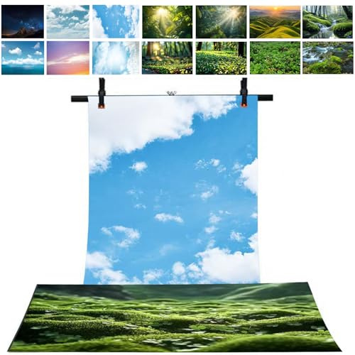 Doppelseitiges Himmel Wald Fotografie-Hintergrundpapier, wasserdicht, wiederverwendbar, 86,4 x 58,4 cm, flach, für Lebensmittel, Schmuck, Kosmetik, Make-up, 7 Stück