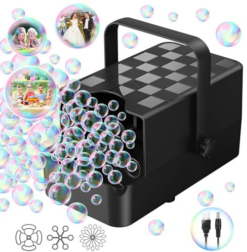 PANACARE Macchina rotante per bolle di sapone, 2024, 20000+ bolle/min, rotazione 90°/180°, serbatoio 500 ml, batteria ricaricabile, 18 fori per compleanni