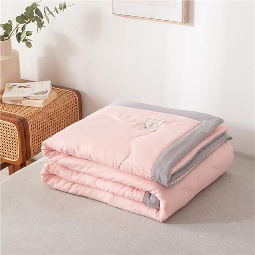 Chickwin Dessus de Lit Matelassé, Couleur Unie Couvre Lit en Microfibre Dessus de Lits Couvre-Lits Réversible Couverture de Lit Toutes Les Saisons pour Lit 1~2 Personnes (Rose pâle,200x230cm)