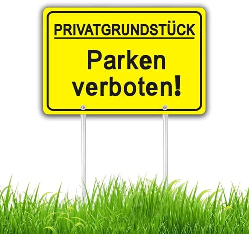 Felexdo Schild Privatgrundstück Parken Verboten, 30x20cm Parken Verboten Schild mit 30cm Aluminium legierung Pfosten Aluminium Privatparkplatz Schilder