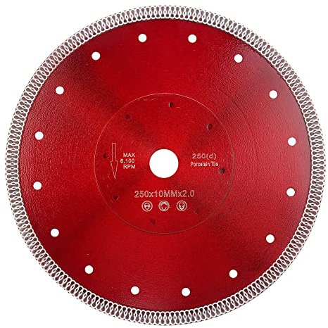 Casaverde Porcelain Blade Diamond Cutting disc Universal 250mm 10inch x 22.23 mm Cutting for Porcelain,Granite,Marble,Concrete,Tiles,Stones,Bricks & Ceramics