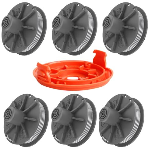 Ersatz-Rasentrimmerspule für Gardena 5307-20, 6,1 m x 1,65 mm Rasentrimmer-Spule für Gardena EasyCut ComfortCut PowerCut SmallCut Rasentrimmer (6 Spule + 1 Abdeckung)