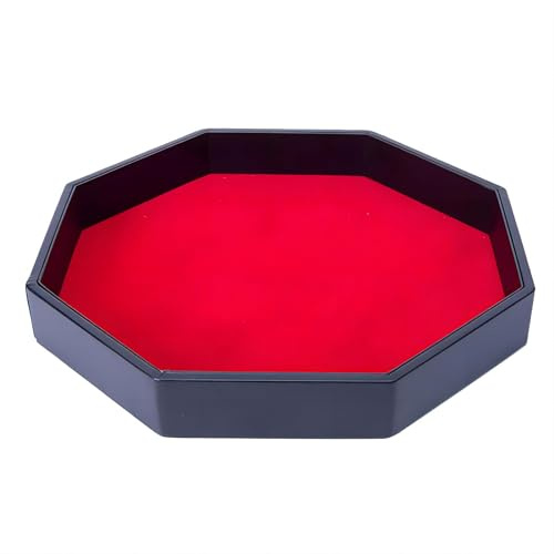 11.5 Inches Dice Rolling Tray, Leather Dice Tray, Felt Lined PU Leather Octagon Dice Tray (Red)