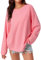 Imily Bela Sweat-shirt femme oversize manches longues haut col rond pull haut automne décontracté t-shirt basique, Rose, XL