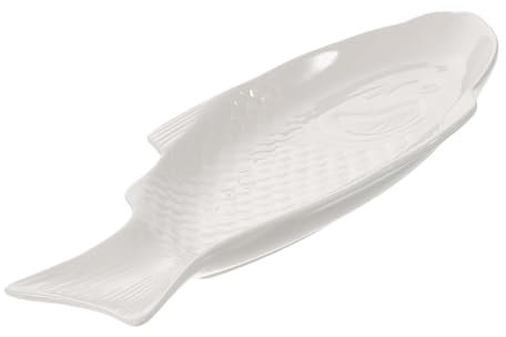 Alipis Assiette Créative En Céramique Forme De Poisson 28 Cm Blanche Multifonction Pour Service Et Stockage De Collations Repas à Domicile Et Restaurant
