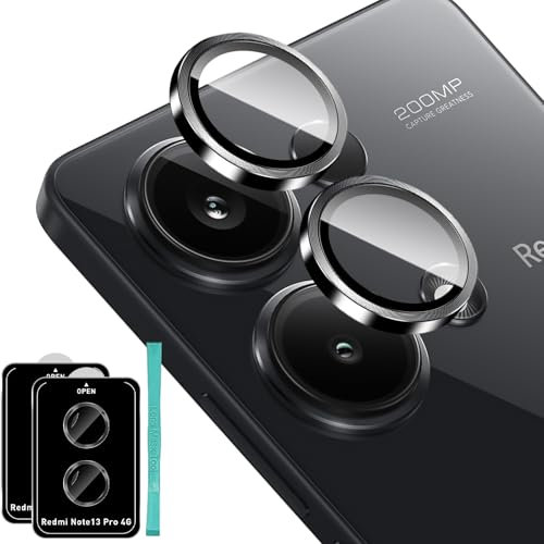 Locofun Pellicola Fotocamera per Xiaomi Redmi Note 13 Pro 4G, 2 Pezzi Anti Graffio Camera Vetro Temperato Protezione Lente Pellicola, Durezza 9H, Senza Bolle-Nero