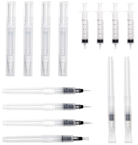 Bofanze 10 Pcs Empty Oil Pen Touch Up Paint Pen Set Large Capacity Touch-Up Paint Pen Transparent Touch up Paint Brushes with 4 needleless syringes Suitable for filling scratches on furniture