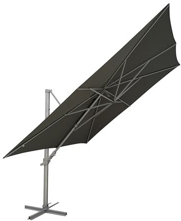Ampelschirm KETTLER EASY MOVE, 300 cm x 300 cm, Aluminium und Polyester, UPF 50+ Sonnenschutz, inkl. Abdeckhaube und Ständer, silber/dunkelgrau (silber/dunkelgrau)