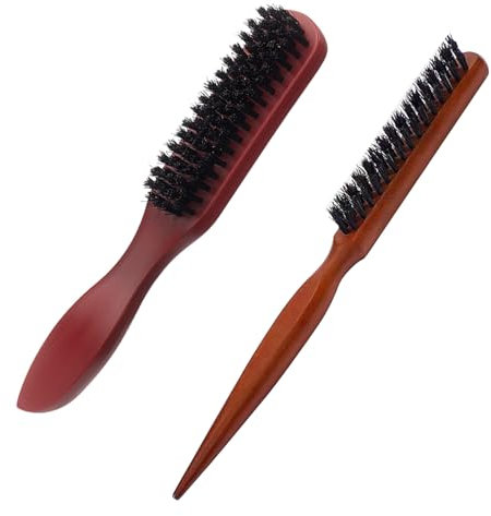 Zonoori 2 Stück Wildschweinborsten Bürste Sleek Zopf, Slick Back Hair Brush, Haarbürste Sleek Look