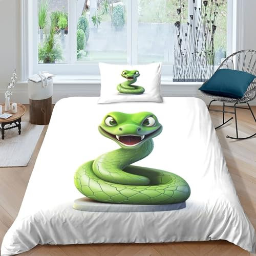 TANLINGFL Cobra Bettbezug Set Bettwäsche Kinderbettwäsche-Set Reißverschluss Mit Kissenbezügen Betten Set Für Jungen Und Mädchen, Kinder Single(1Tier5x200cm)