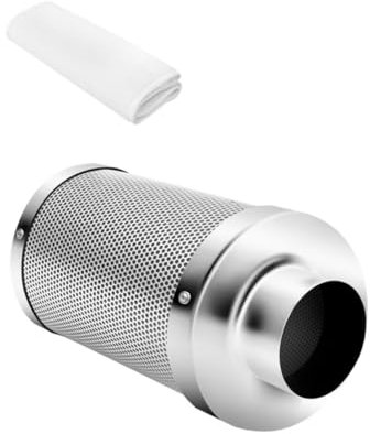 KITANDOVE 6 Inch Activated Filter for Hydroponics Grow Tent Odor Removal Scrubber with Charcoal Prefilter and Inline Fan