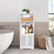 YUET Floor Cabinet, FreeStanding White PVC Toilet Paper Holder with Shelf, Bathroom Storage Tissue Organizer, Column with Toilet Roll Holder Dispensers Cupboard Free Standing (TSC04)