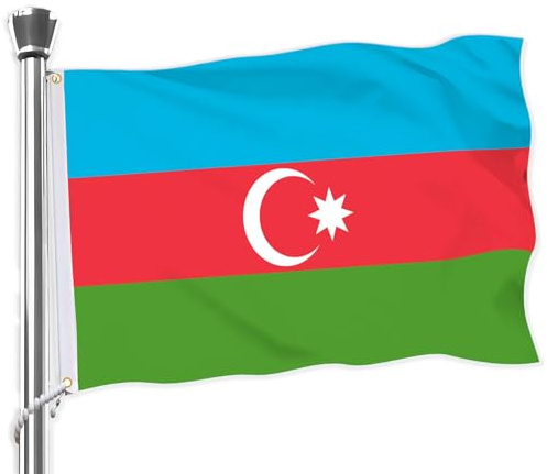 Azerbaijan Aserbaidschan Flagge, große 3x5 FT aserbaidschanische Flagge, 36x60 Zoll große digitale doppelt gedruckte langlebige 75D dicke Polyester Dekorationen mit 2 Messing Grommet