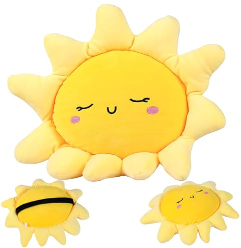 Sonne Kissen 18 Zoll sonnenförmige süße Kissen weiche bequeme lustige leicht zu reinigen Bodenkissen ideal für Kinder Mädchen lesen sehen TV -Schlafzimmer Dekor ansehen