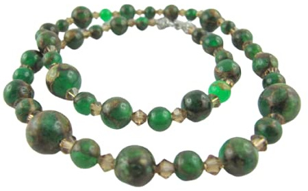 Tara24 Kette Jade Braun/Grün Kette mit Perlen Perlenkette Jadekette (557)