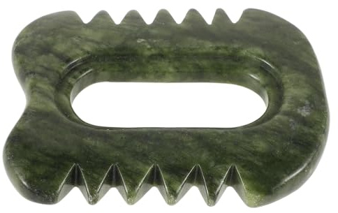 iplusmile Kopfhautmassagekamm aus Natürlichem Jade Stein 2 in 1 Gua Sha Massagegerät für Kopfhaut Nacken und Ganzkörpermassage Glatte Oberfläche Langlebig Entspannend