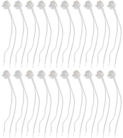 NUOBESTY Lot de 20 Douilles Céramique .3/gu5.3/mr16 avec Fil Silicone 15 Cm, Adaptateurs de Douille D'ampoule Compatibles LED et Halogène, Culot Lampes Électriques pour Remplacement