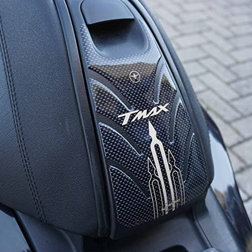 labelbike - Adesivo Decorazione e Protezione di TMAX Moto Scooter Sportello Serbatoio compatibile con YAMAHA T MAX 2001-2007 - Colore Carbonio Bianco